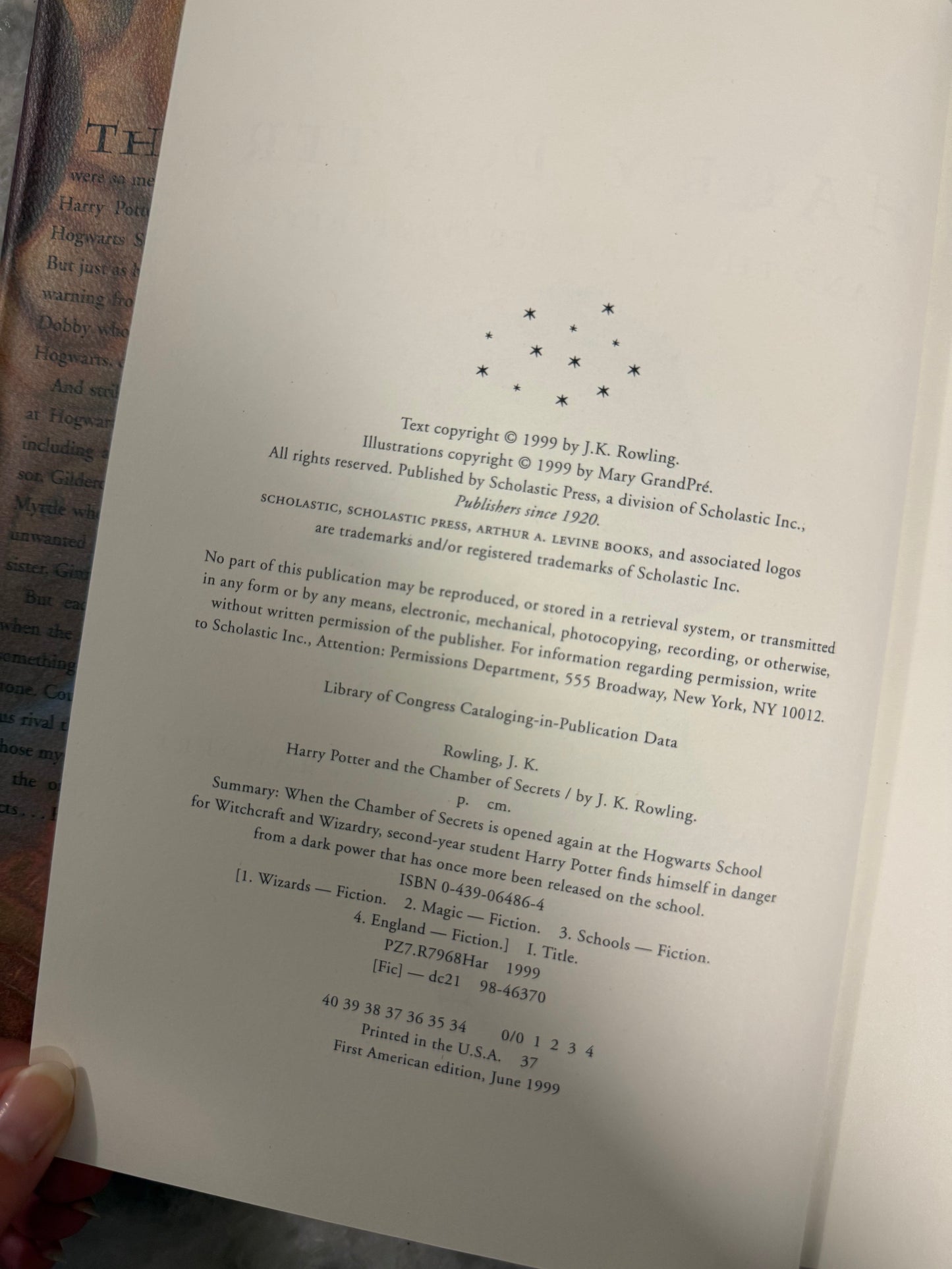 First Edition- First Printing- Harry Potter and the Chamber of Secrets