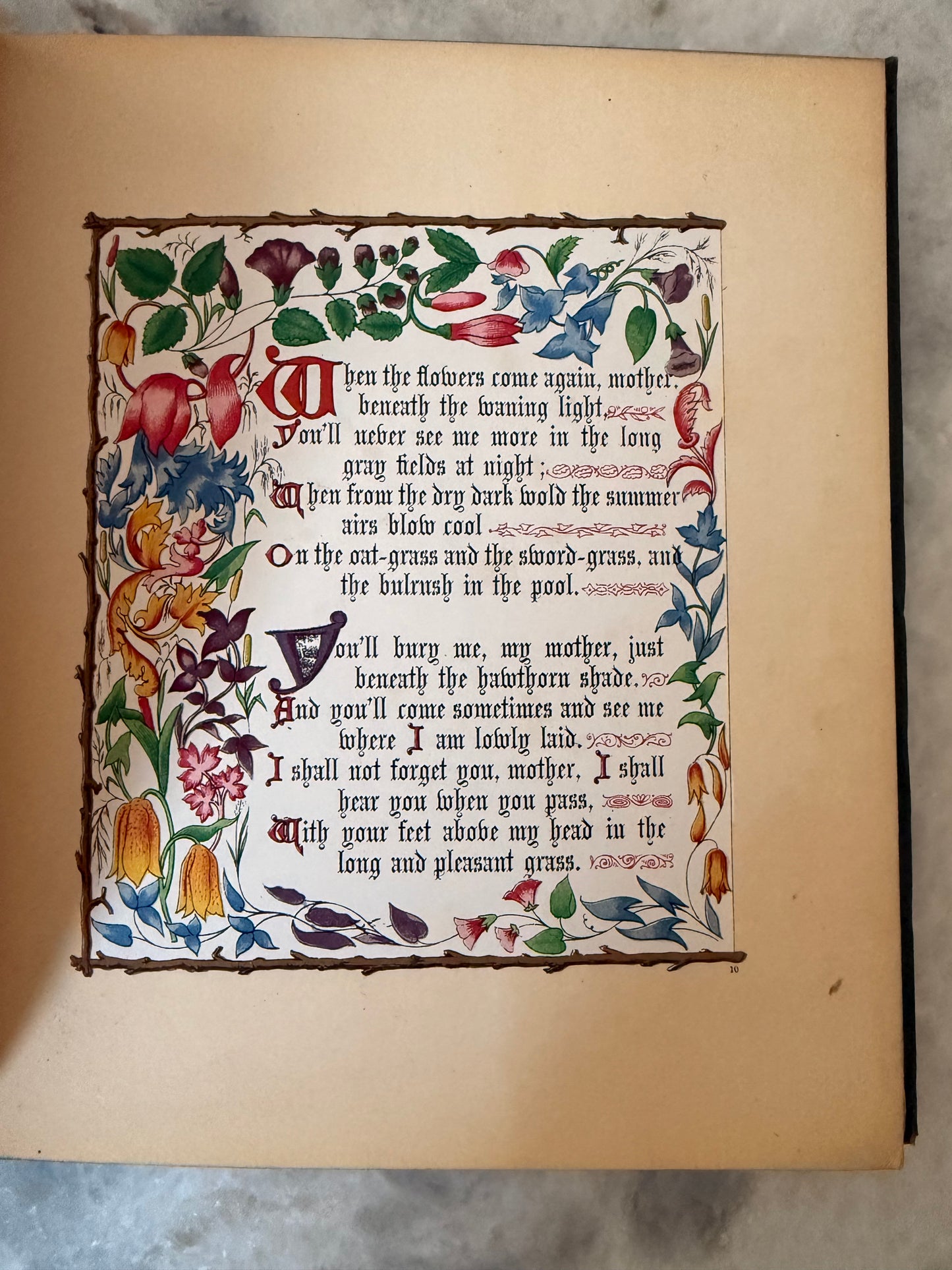 Antique collectible- Tennyson’s The May Queen. In Illuminated Borders designed by L. Summerbell. London: Frederick Warne & Co.; New York: Scribner, Welford & Armstrong, c.1870