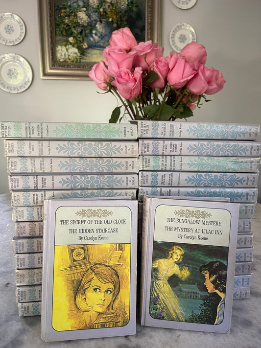 Complete set of Vintage Nancy Drew Twin-Thriller Series featuring 2 titles in 1