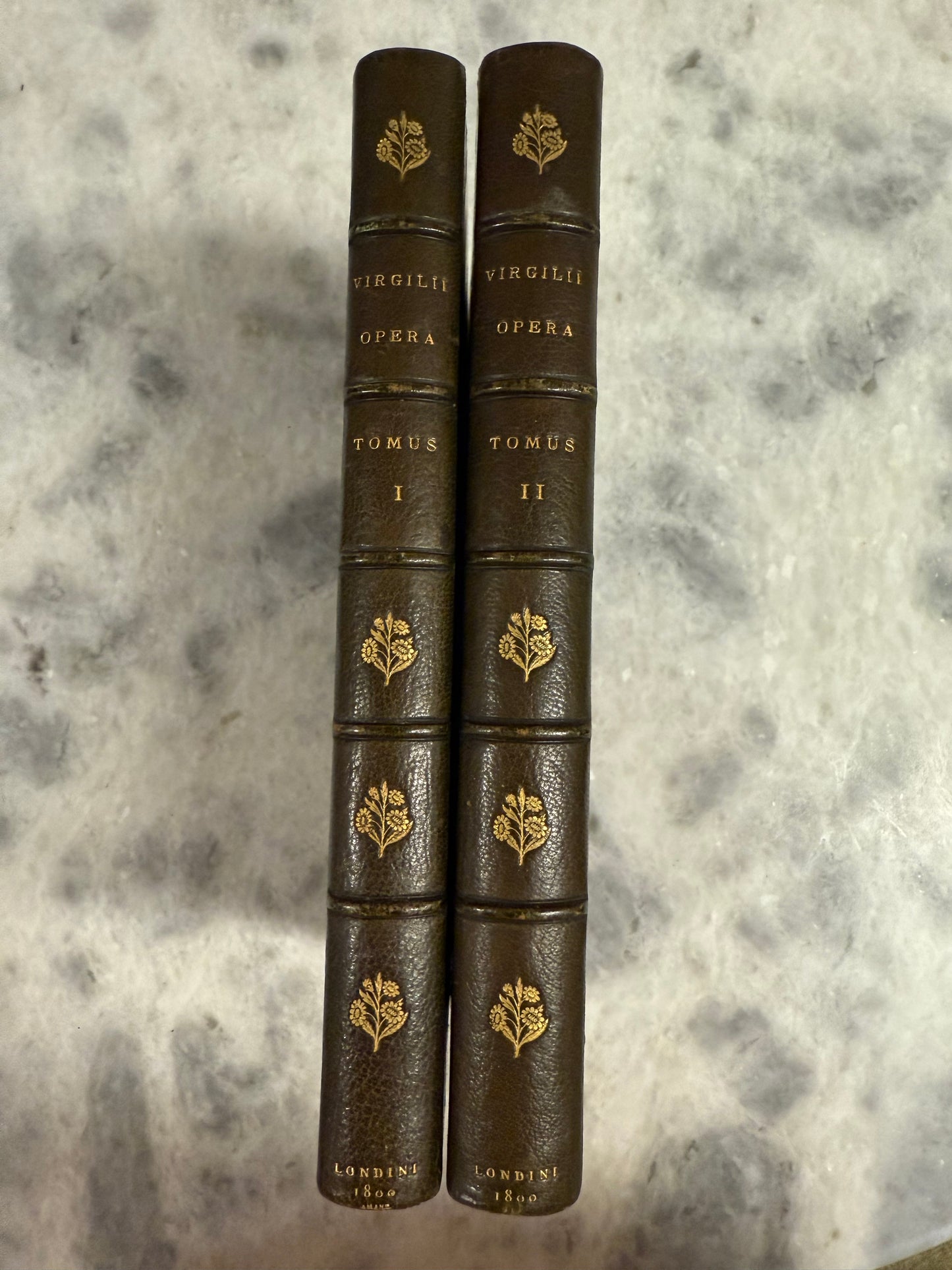 Rare- two-volume 1800 edition of Publius Vergilius Maro’s “Bucolica, Georgica, et Aeneis,” printed in London by T. Bensley for A. Dulau & Co., Soho Square