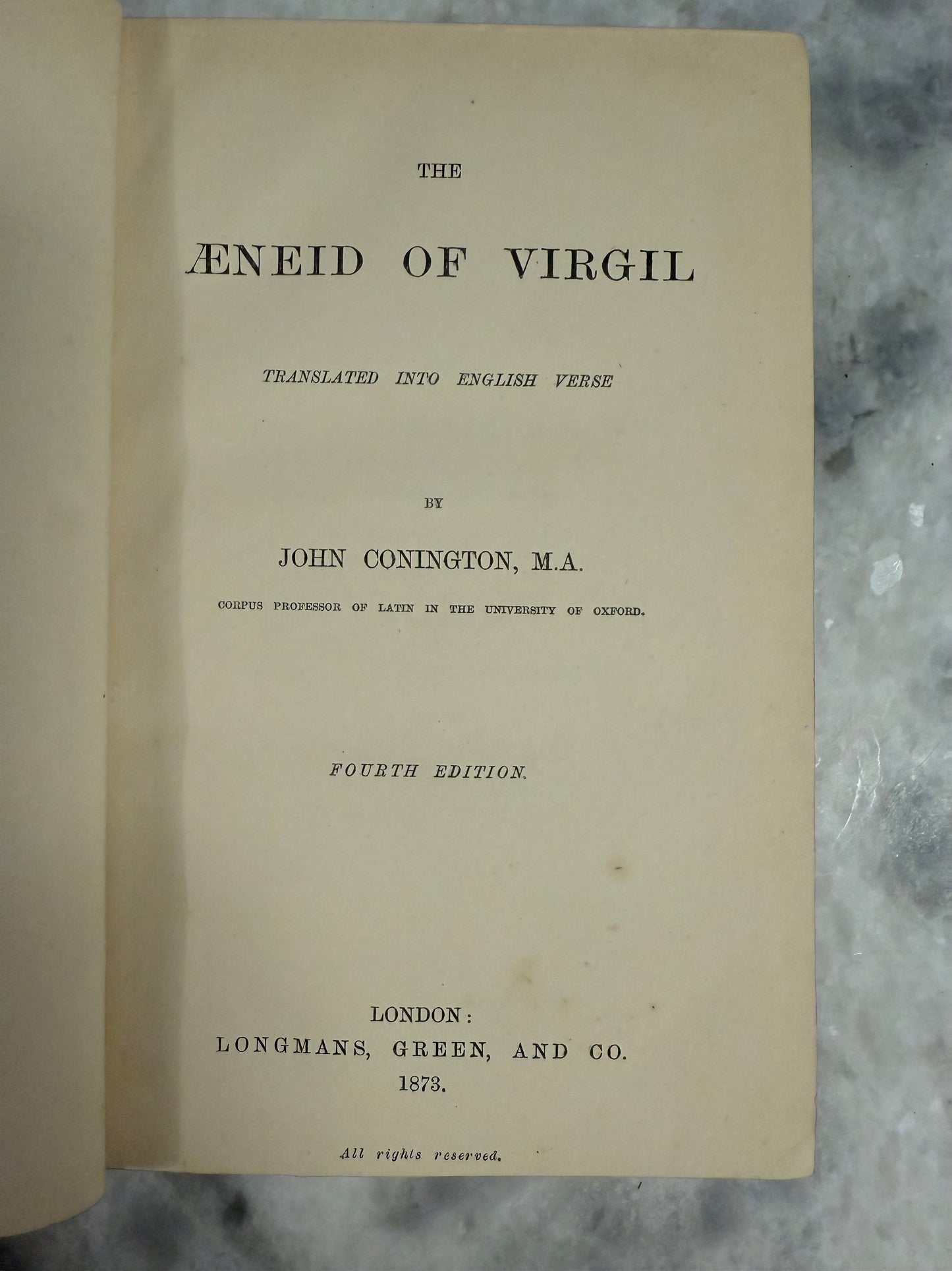 Collectible- “The Aeneid of Virgil, Translated into English Verse by John Conington”
